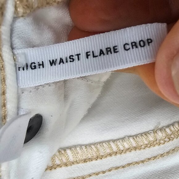 Loft White High Rise Flare Crop Jeans Denim Distressed 4 - Picture 13 of 15